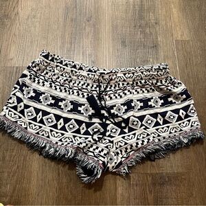 Easel Navy Blue White Geometric Print Comfy Pull On Shorts Size M